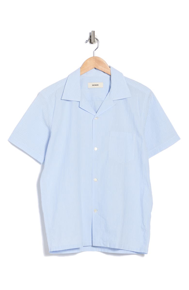 BUCK MASON Wornwell Stripe Cotton Camp Shirt, Main, color, French Blue/White Double Str