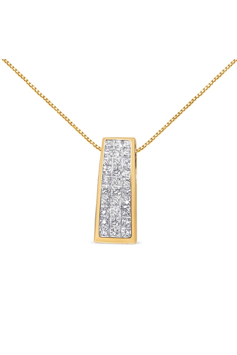 14K Yellow Gold 1 1/2 cttw Princess Cut Diamond Greek Column Pendant Necklace, Alternate, color, Yellow