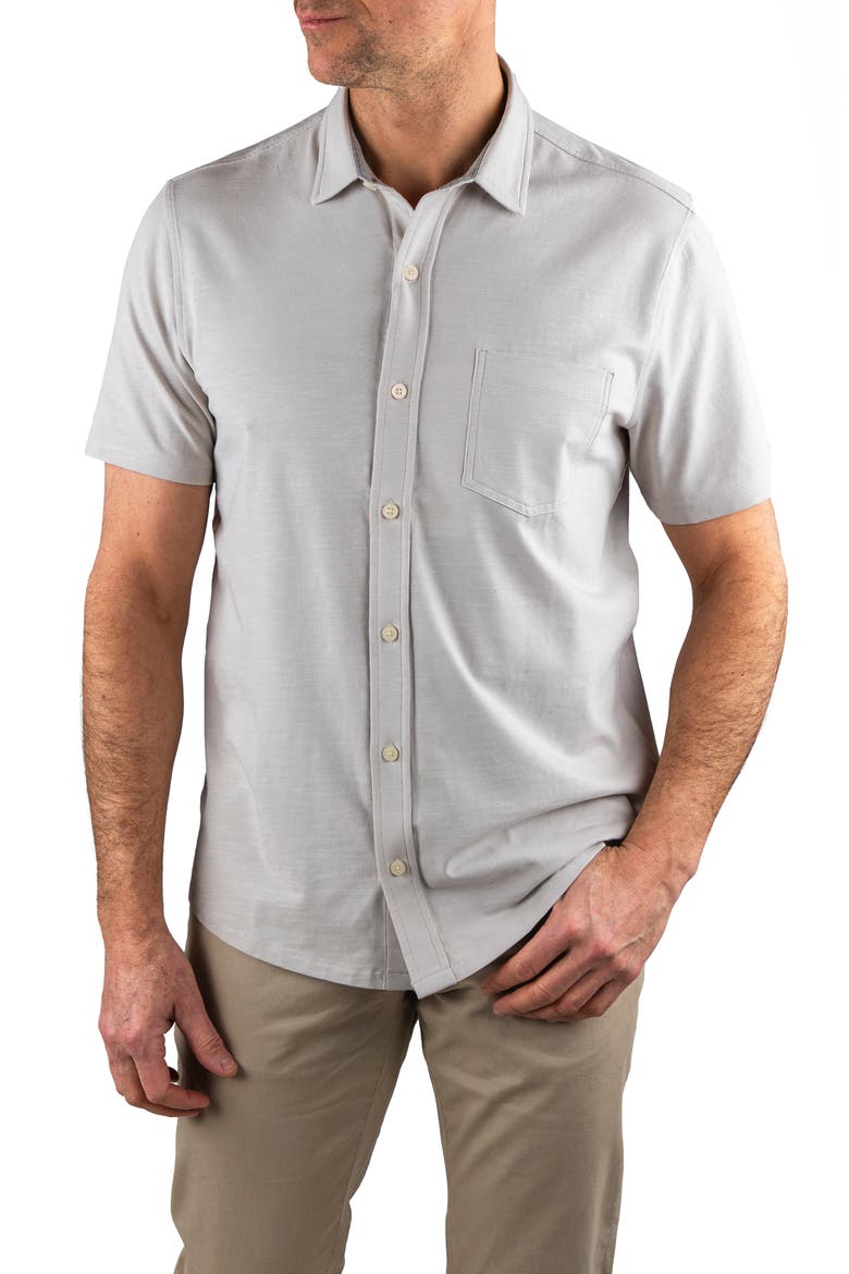 Slub Jersey Button-Up Shirt, Main, color, QUIET GRAY