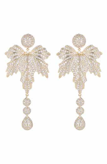 Nani Pavé Cubic Zirconia Tree Leaf Drop Earrings