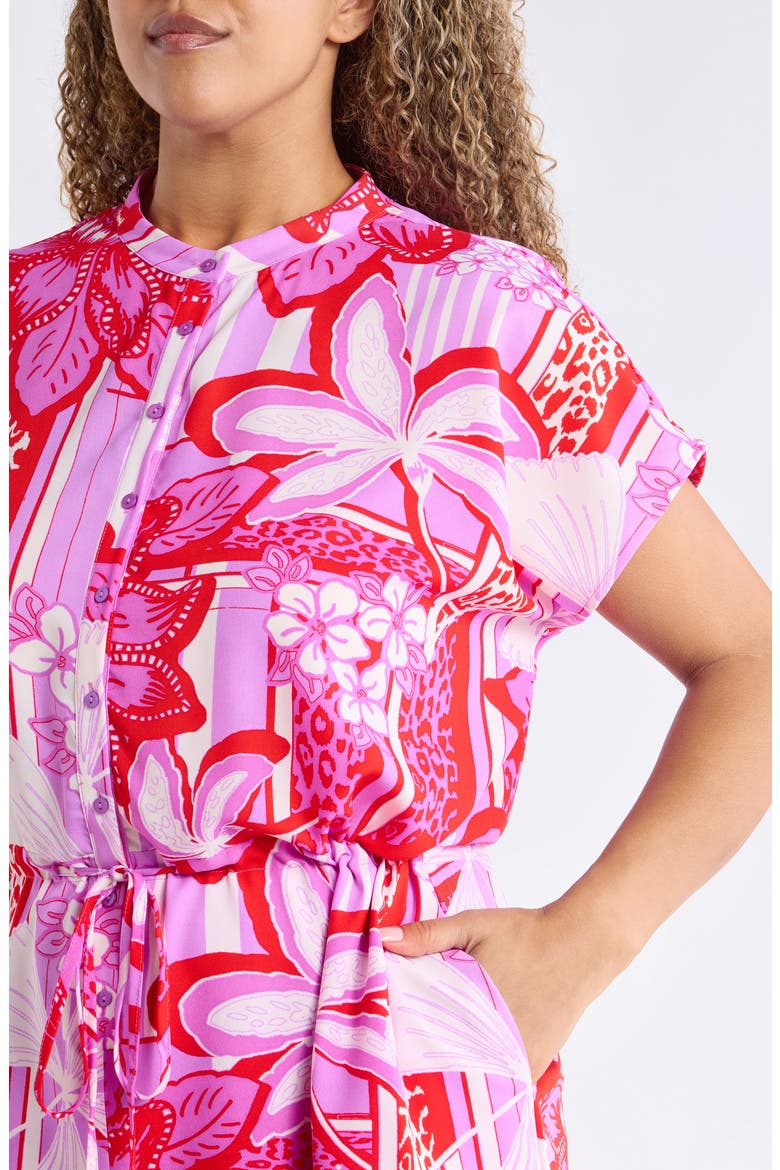 Barba Tropical Print Romper, Alternate, color, RED-WHITE-LAVENDER