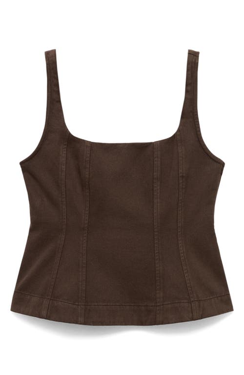 Mango Flared Denim Top In Brown