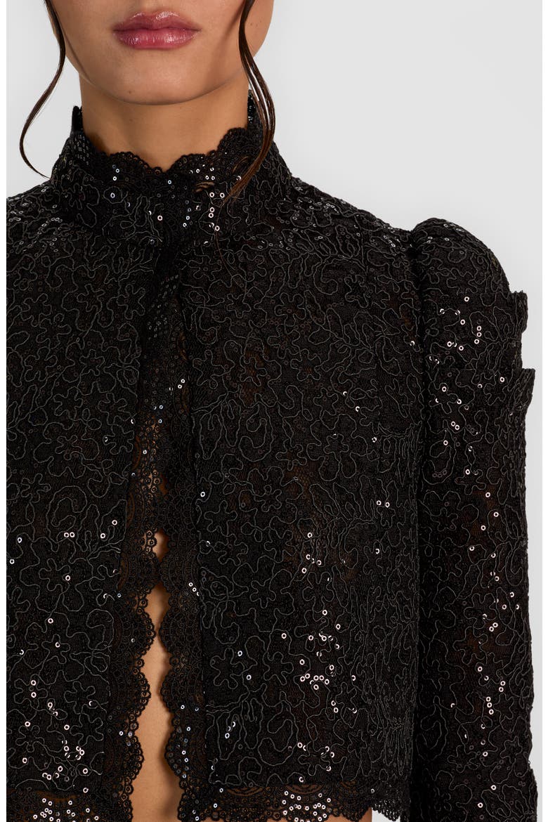 Thomasina Embellished Lace Jacket, Alternate, color, BLACK