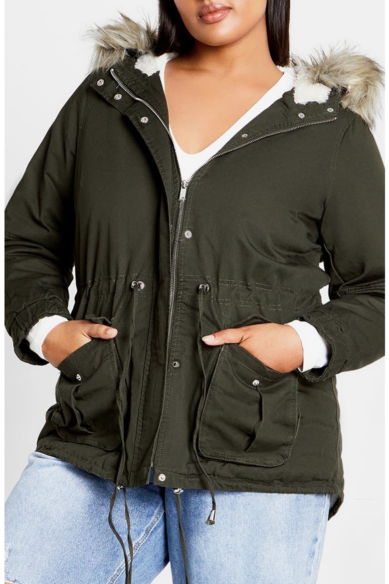 Explorer Parka with Faux Shearling Lining, Main, color, KHAKI
