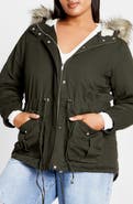 City Chic Explorer Parka with Faux Shearling Lining