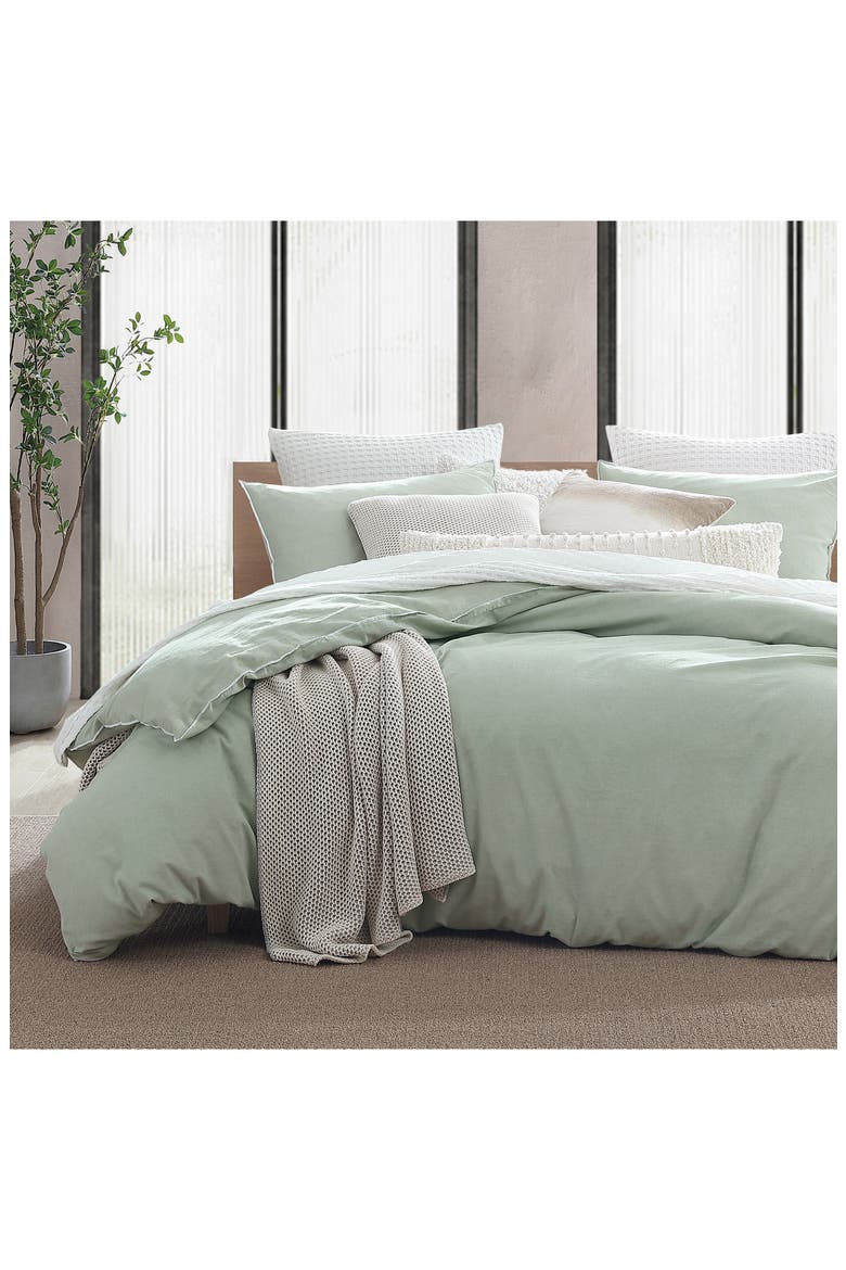 Washed Linen & Cotton Duvet Cover & Sham Set, Alternate, color, SAGE