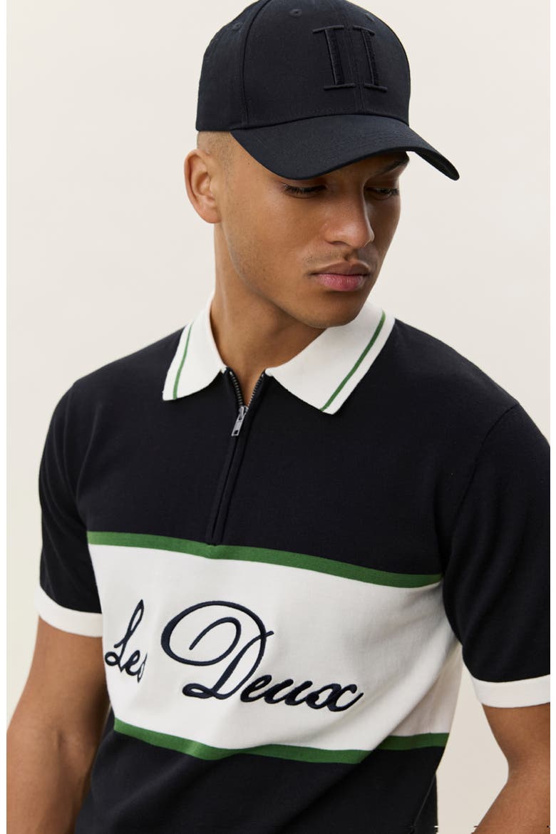 Colorblock Cotton Zip Polo, Alternate, color, TAP SHOE BLACK