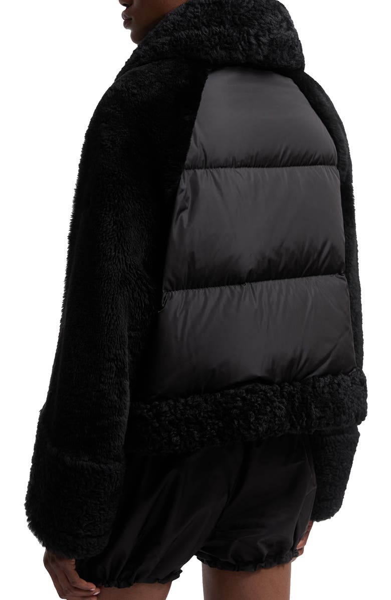 Moncler Gobain Mixed Media Genuine Shearling Jacket, Alternate, color, Black
