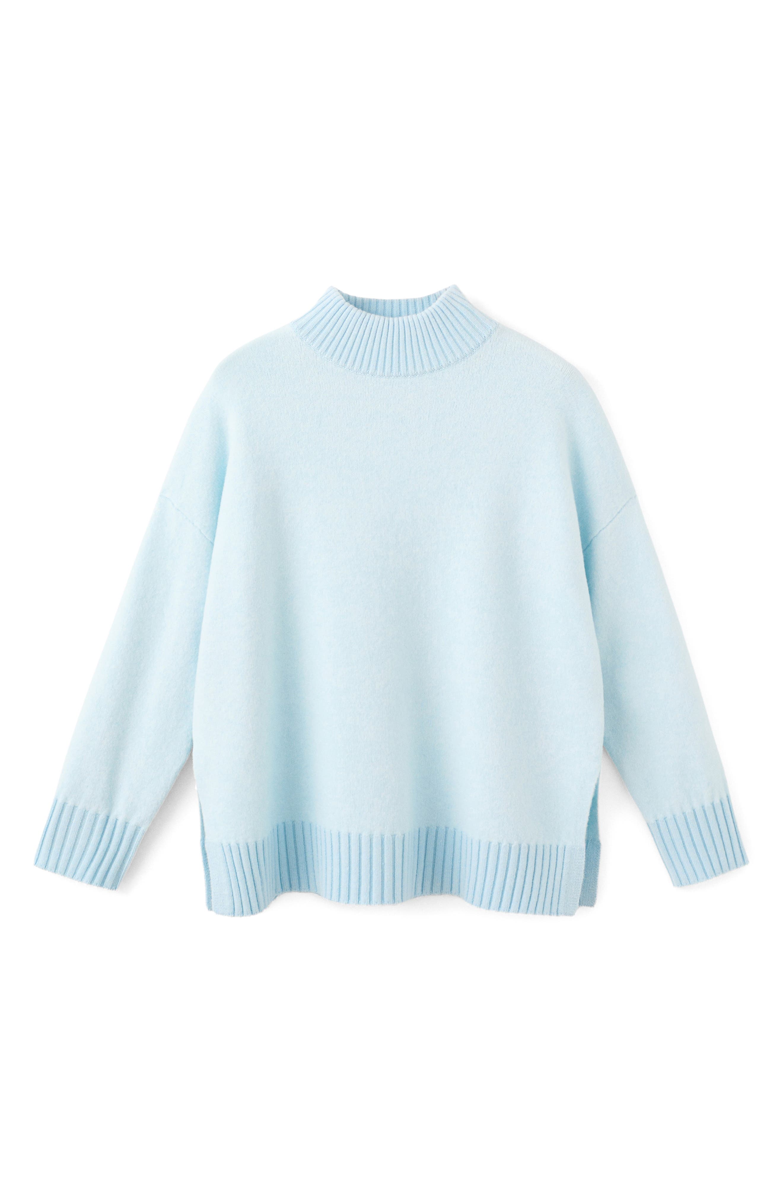 Mock Neck Side Slit Sweater