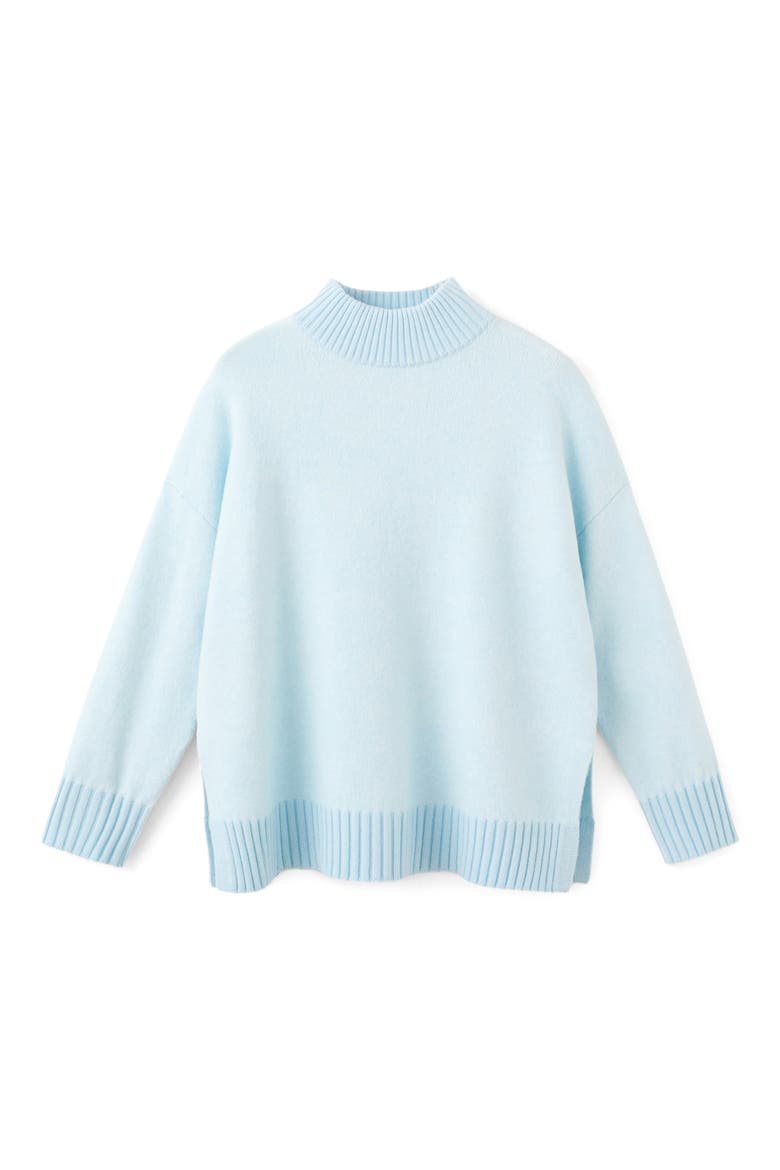 Mock Neck Side Slit Sweater, Main, color, SKY BLUE