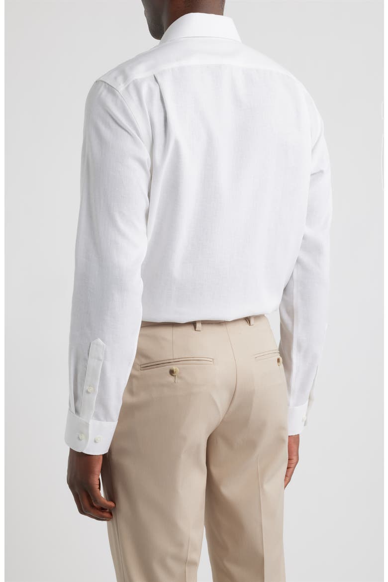 Trim Fit Premium Linen Blend Herringbone Dress Shirt, Alternate, color, WHITE CHAMBRAY HERRINGBONE