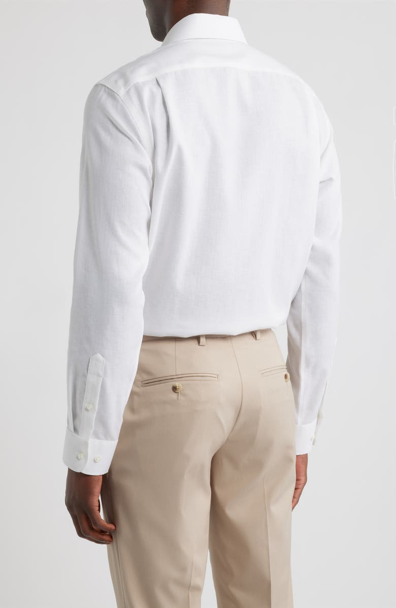 Nordstrom Trim Fit Premium Silk Herringbone Dress Shirt, Alternate, color, White Chambray Herringbone