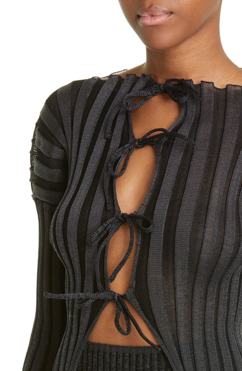 A. Roege Hove Katrine Reversible Ribbed Cotton Blend Cardigan, Alternate, color, 