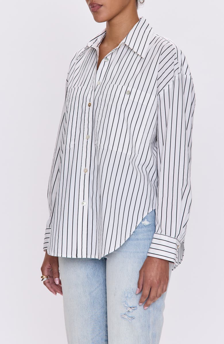 Pistola Samantha Button-Up Shirt, Alternate, color, Noir Le Blanc Stripe