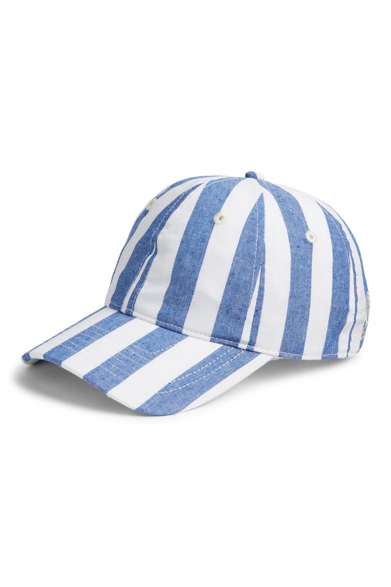 Cassis Stripe Cotton Baseball Cap, Main, color, CHAMBRAY
