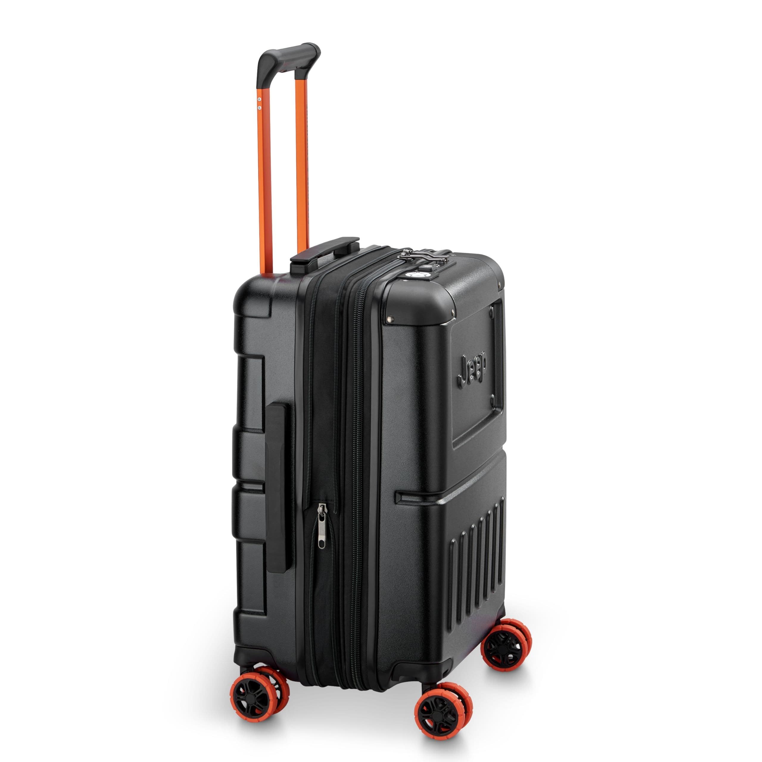 JEEP JH002B Carry-On 19 Inch Hardside Expandable Luggage with Spinner Wheels, Alternate, color, Black