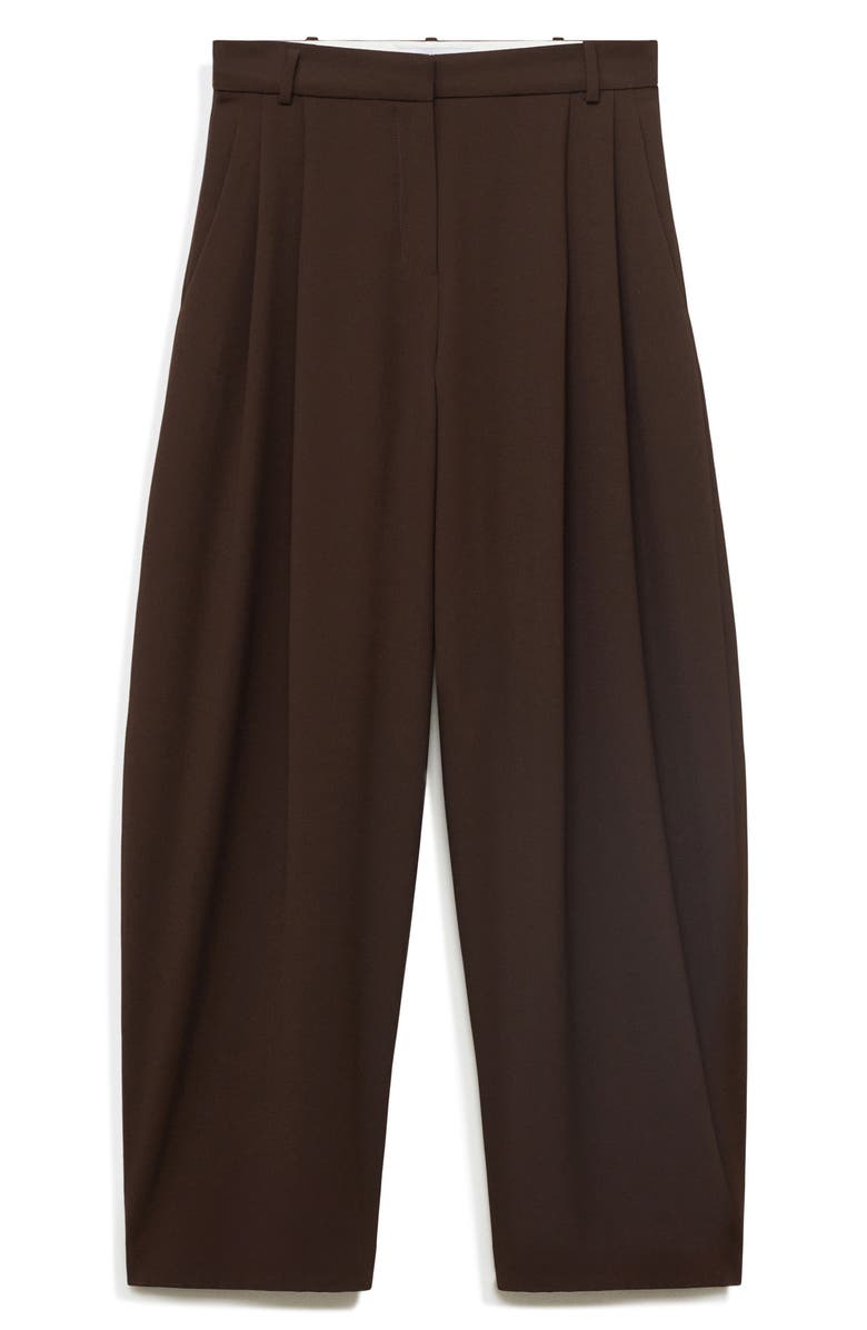 MANGO Pleated Straight Leg Pants, Main, color, Chocolate