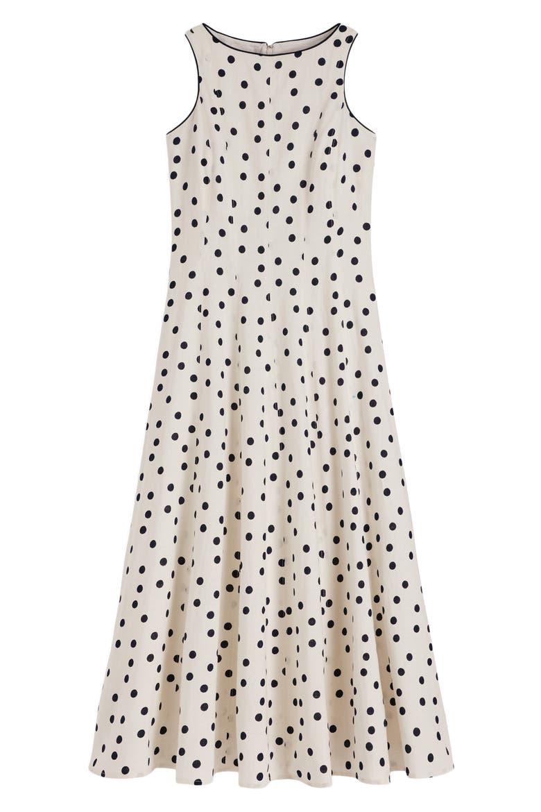 Annet Linen Blend Midi Dress, Alternate, color, IVORY PAINTED DOT SPACED