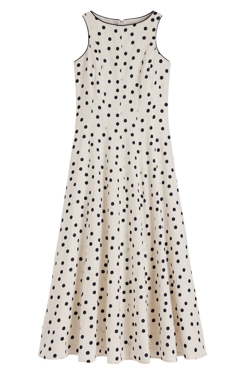 Boden Annet Linen Blend Midi Dress, Alternate, color, Ivory Painted Dot Spaced
