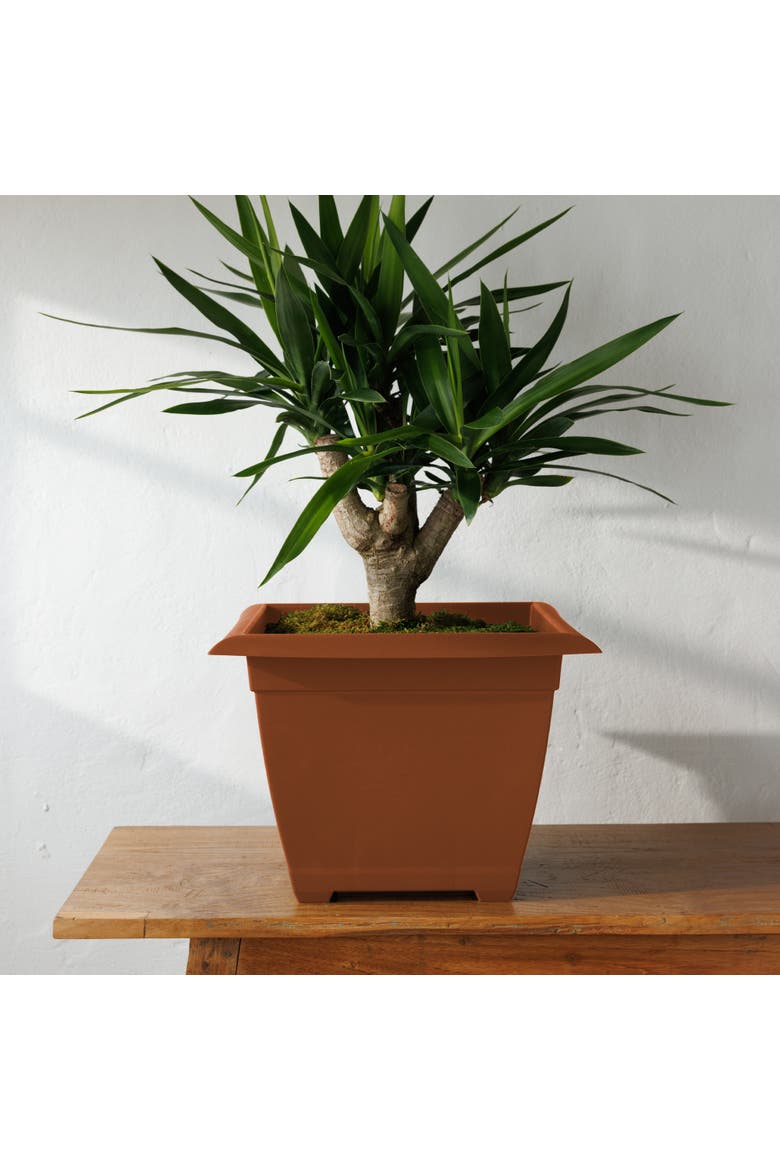15" Dayton Square Deck Planter, Terra Cotta, Alternate, color, Brown