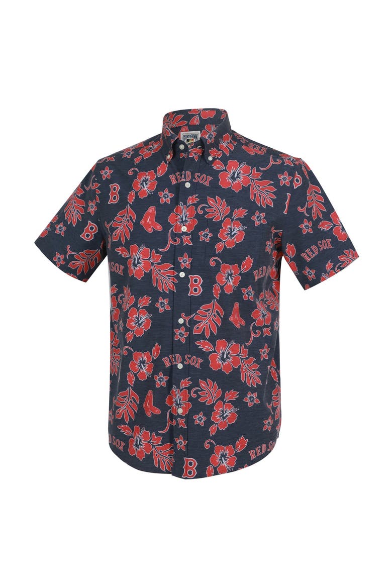 Men's Reyn Spooner  Navy Boston Red Sox Cooperstown Kekai Performance Button-Down Tri-Blend Top, Alternate, color, Navy