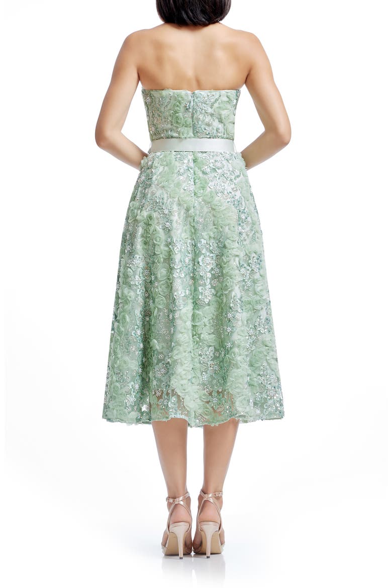 Mabel Beaded Floral Appliqué Strapless Belted Cocktail Dress<br> Mabel Embroidered Floral Strapless Cocktail Dress, Alternate, color, SAGE MULTI