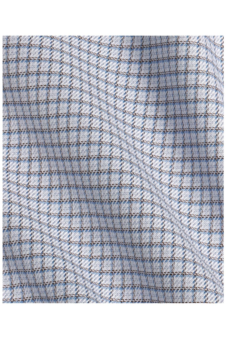 Trim Fit Checked Twill Dress Shirt, Alternate, color, SKY/ CHOCOLATE