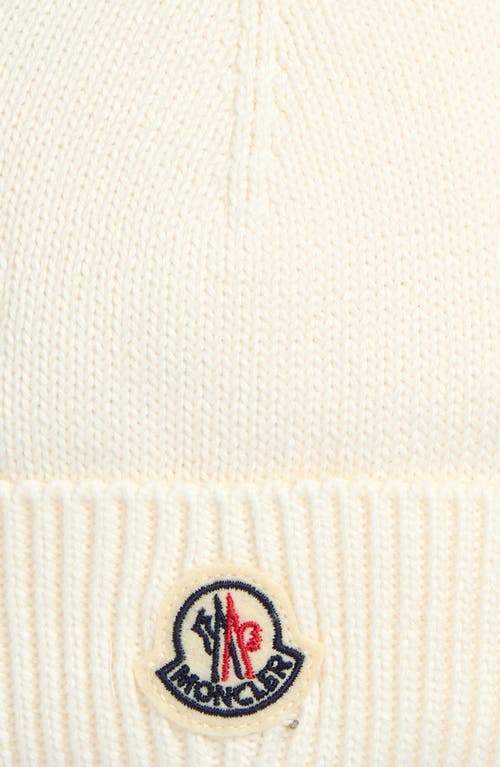 Moncler Kids' Logo Patch Cotton Beanie In White