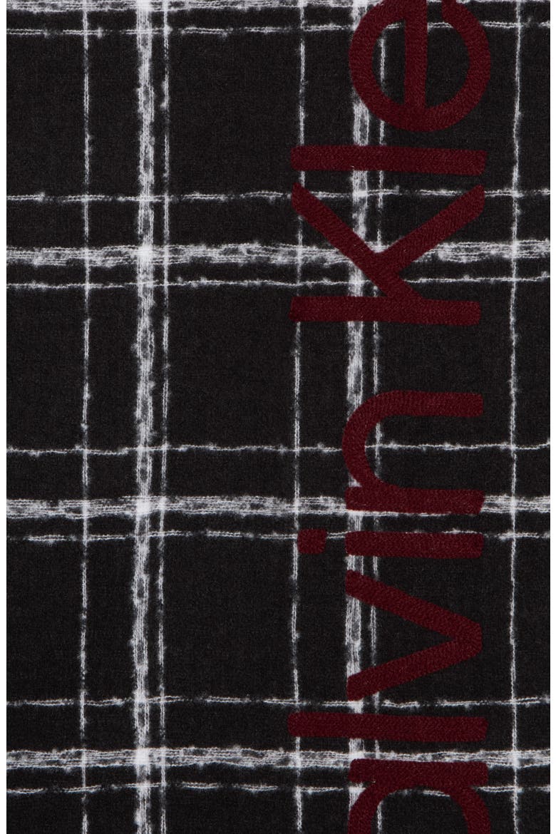 Grid Weave Blanket Scarf, Alternate, color, BLACK