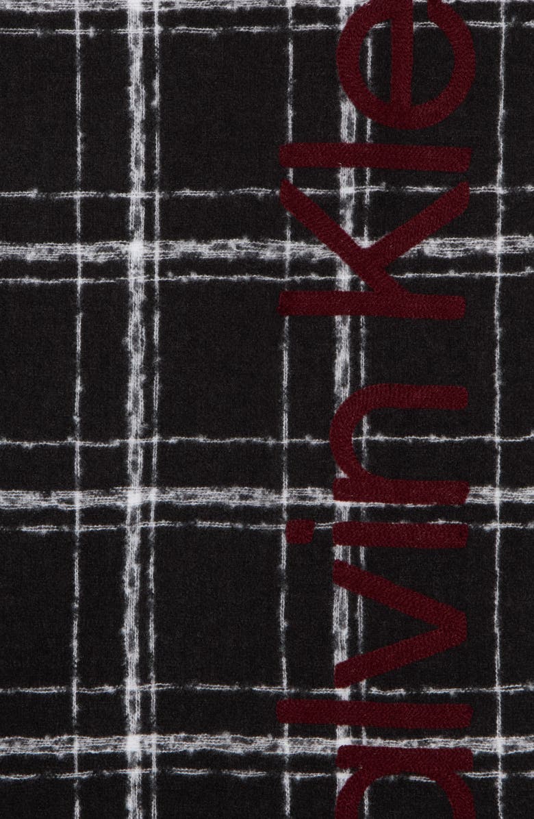 Calvin Klein Grid Weave Blanket Scarf, Alternate, color, Black