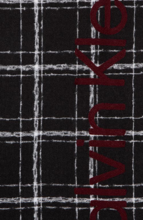 Calvin Klein Grid Weave Blanket Scarf In Black