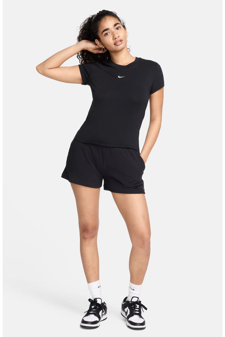 Sportswear Club Chill Knit Mod Crop T-Shirt, Alternate, color, BLACK/ WHITE