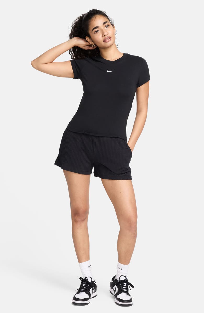 Nike Sportswear Club Chill Knit Mod Crop T-Shirt, Alternate, color, Black/ White