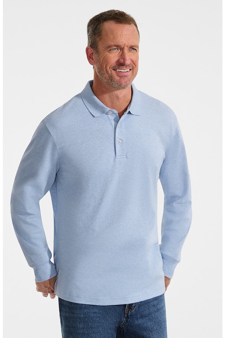 Long Sleeve Cotton Supima Polo Shirt, Main, color, Light Pool Blue Heather