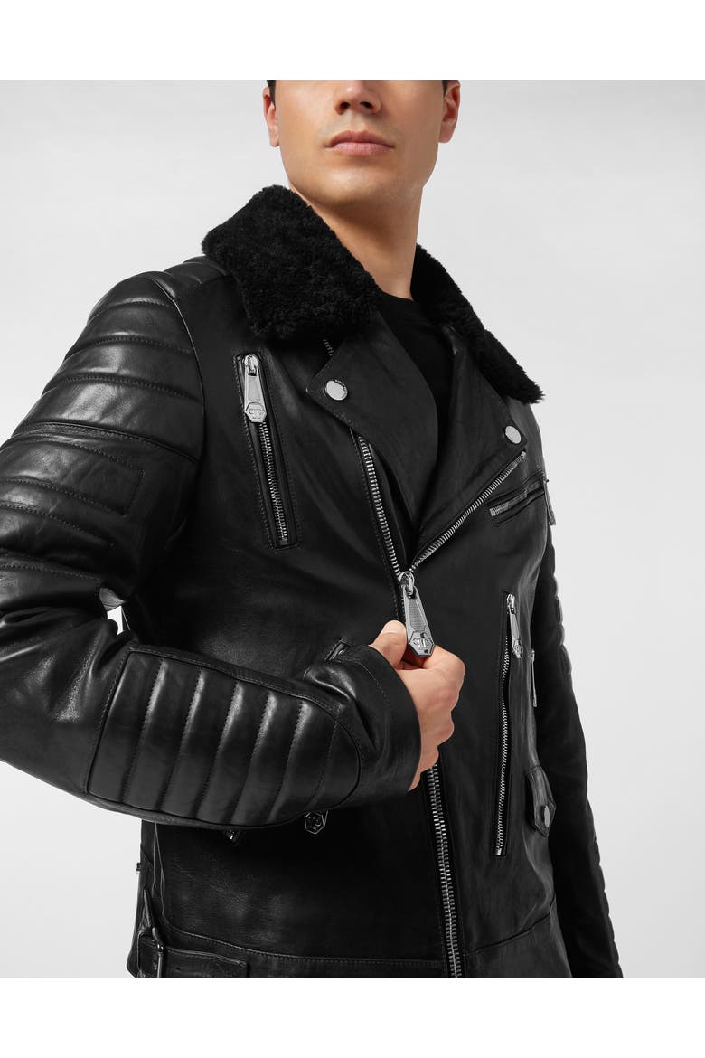 Leather Biker Men, Alternate, color, black