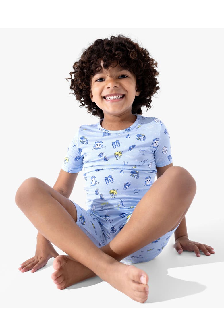 Hockey Kids 2-Piece Short Sleeve & Shorts Pajama Set, Alternate, color, Hockey