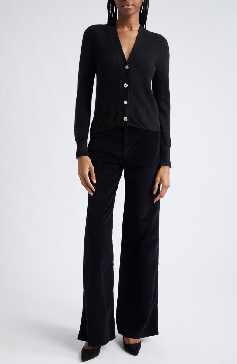 Veronica Beard Taylor Velvet High Waist Wide Leg Jeans, Alternate, color, Black