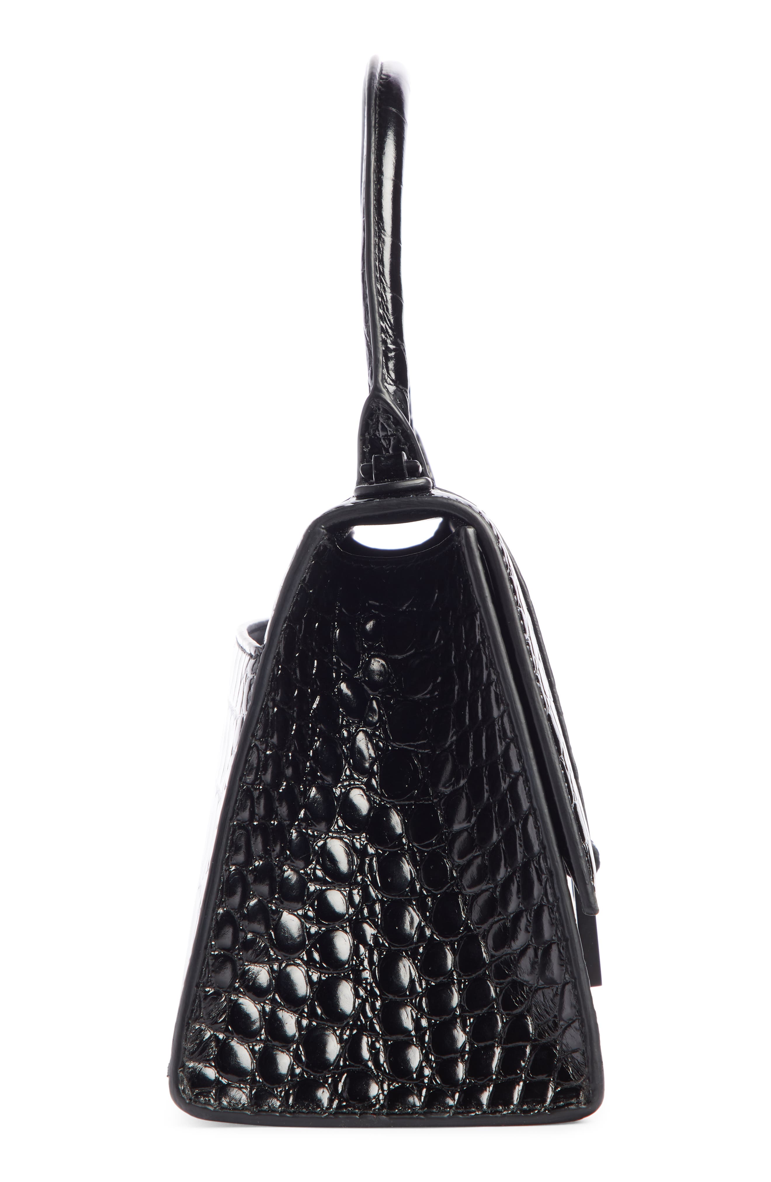 Balenciaga Extra Small Hourglass Croc Embossed Leather Top Handle Bag, Alternate, color, 