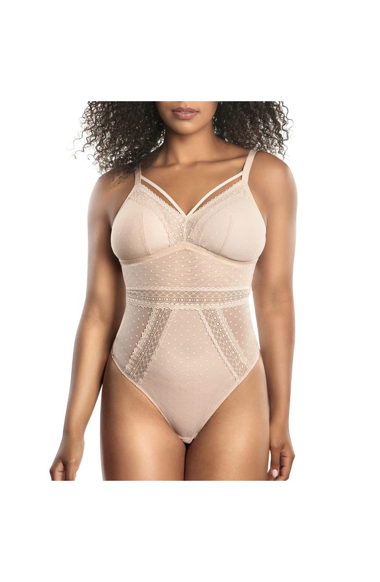Parfait Mia Dot Wire-Free Bodysuit, Main, color, Cameo Rose
