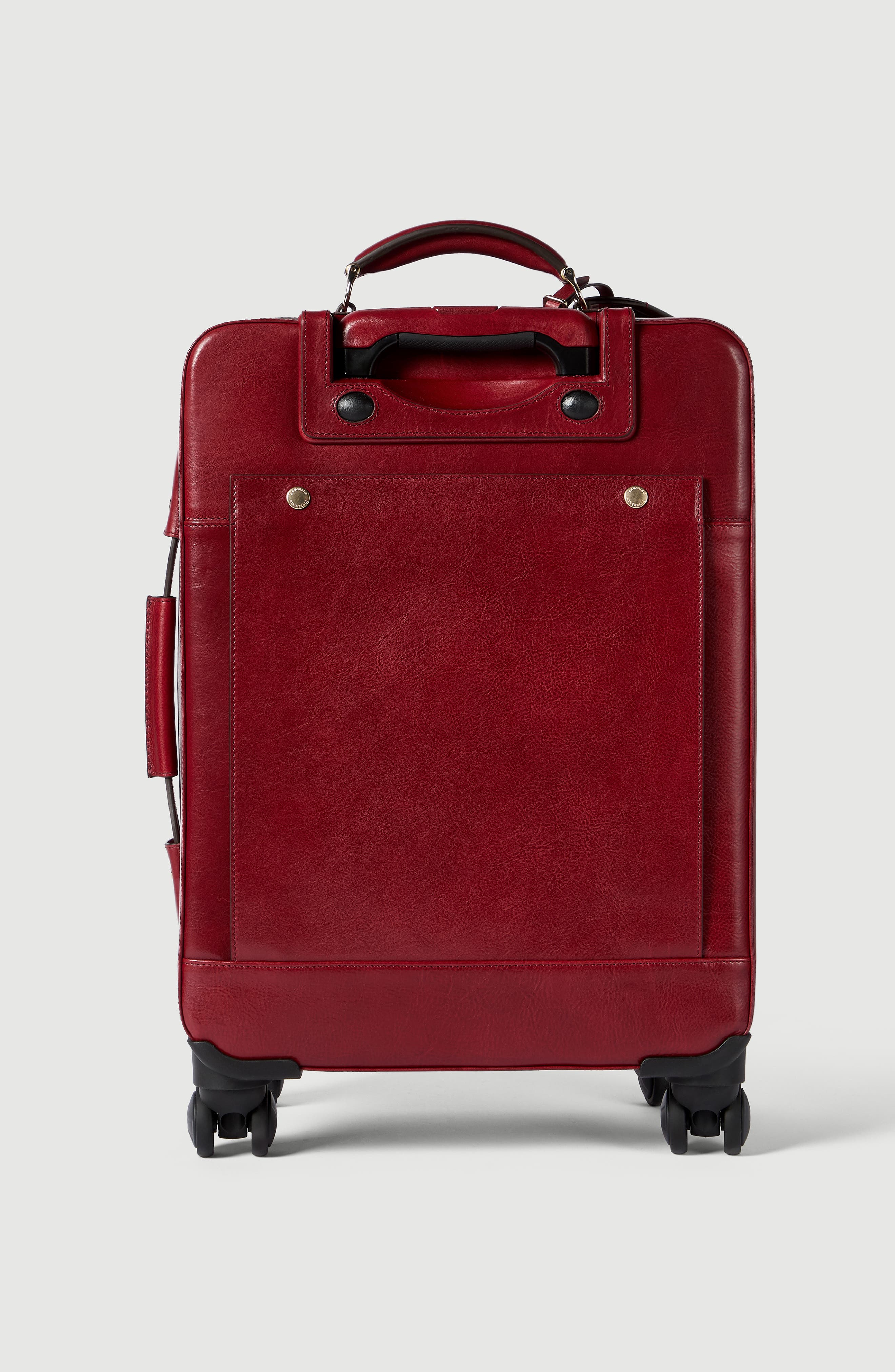 Brunello Cucinelli Burnished calfskin suitcase, Alternate, color, Terracotta