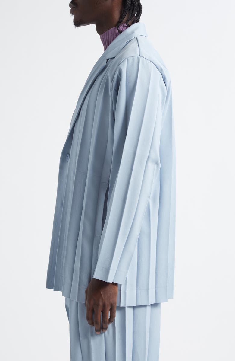 Homme Plissé Issey Miyake Edge Ensemble Pleated Single Breasted Blazer, Alternate, color, Blue