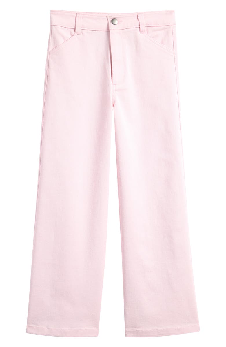 Nordstrom Kids' Stretch Twill Crop Wide Leg Pants, Main, color, Pink Breath