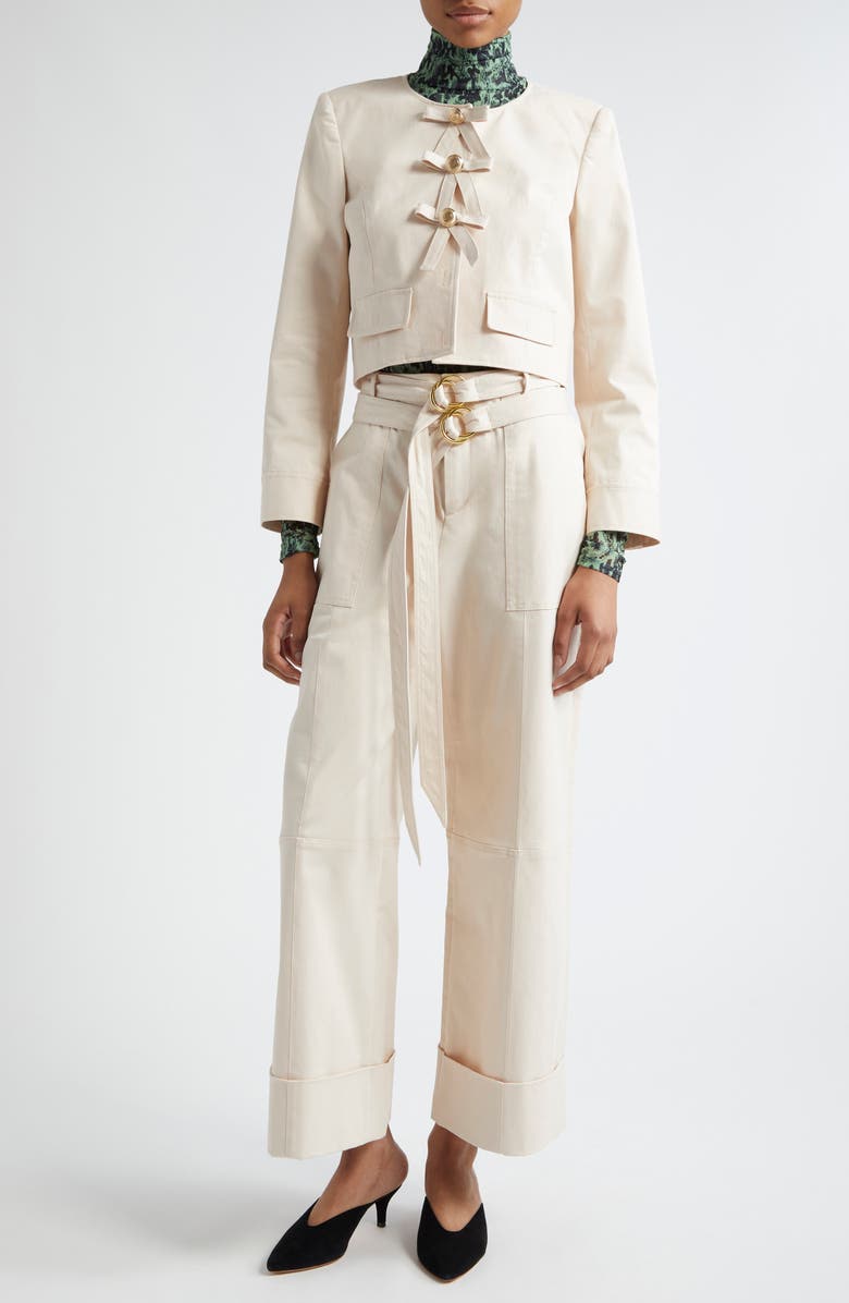 Cinq à Sept Winona Double Belt Stretch Brushed Cotton Twill Pants, Alternate, color,