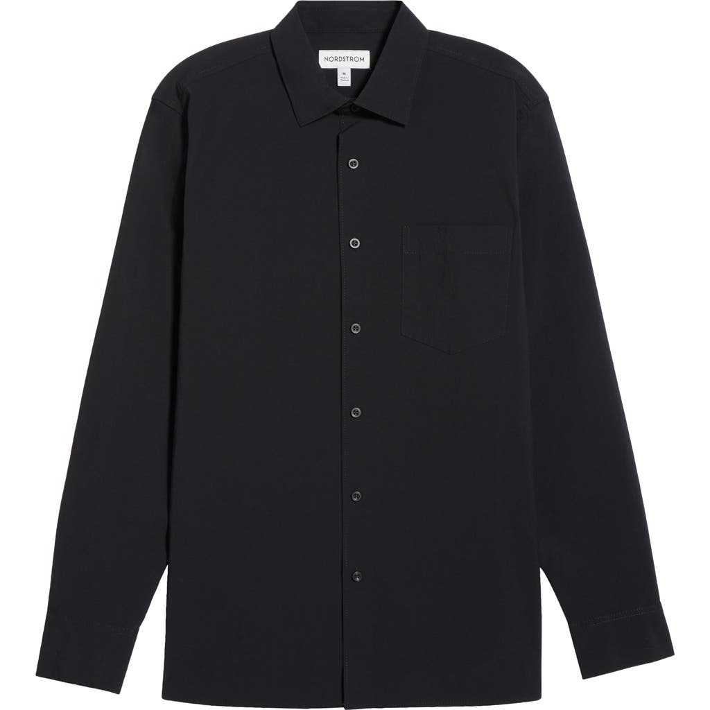 Nordstrom Solid Stretch Button-up Shirt In Black