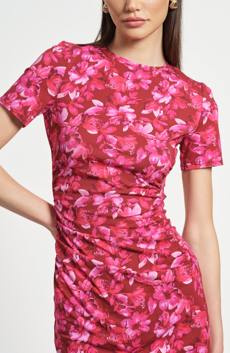 Isaac Mizrahi New York Ruched Waist Dress, Alternate, color, Ruby Flora