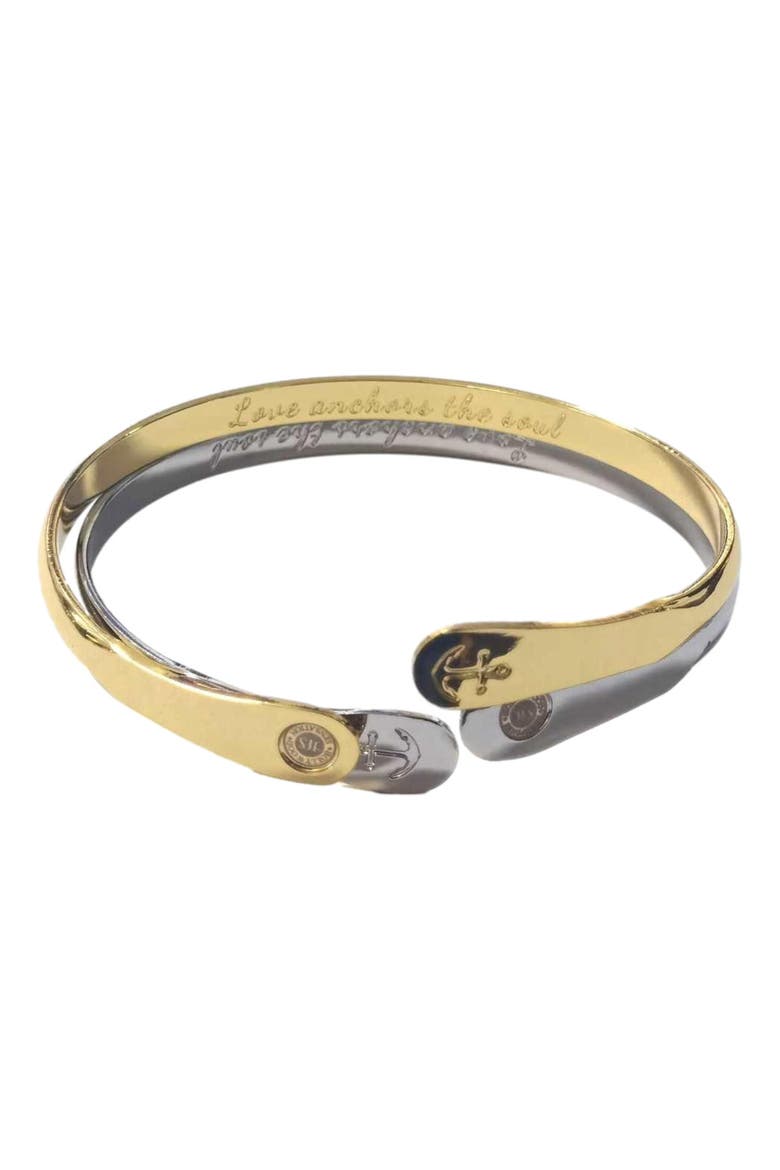 Anchor Bracelet  Engraved Love Anchors the Soul, Alternate, color, Gold