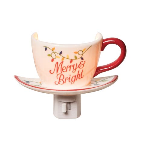 Christmas "Merry Bright" Bubble Plug In Night Light w/ Switch