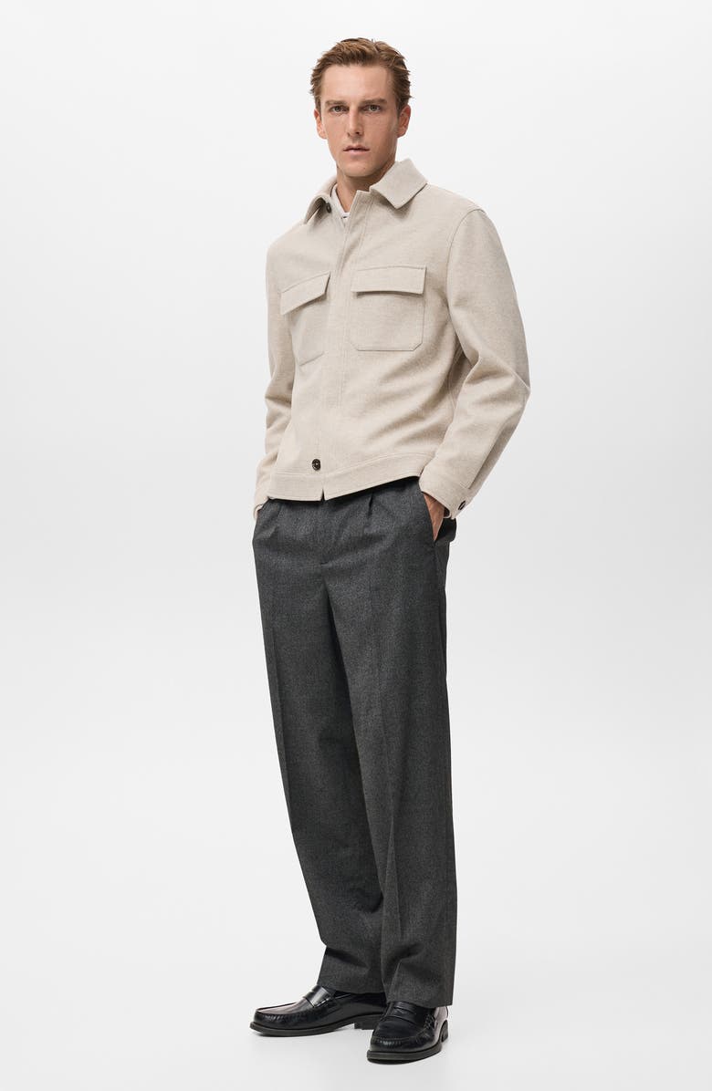 MANGO Flannel Pocket Overshirt, Alternate, color, Sand