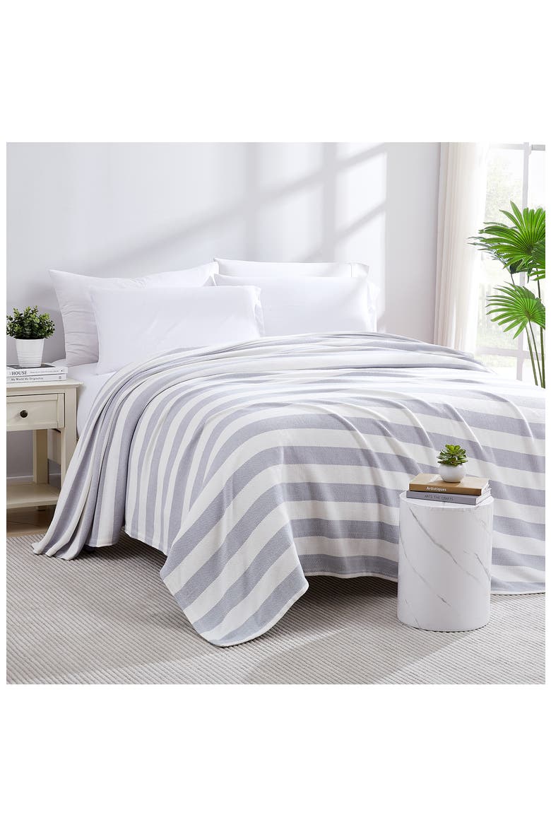 Striped Cotton Luxury Blanket, Alternate, color, GREY