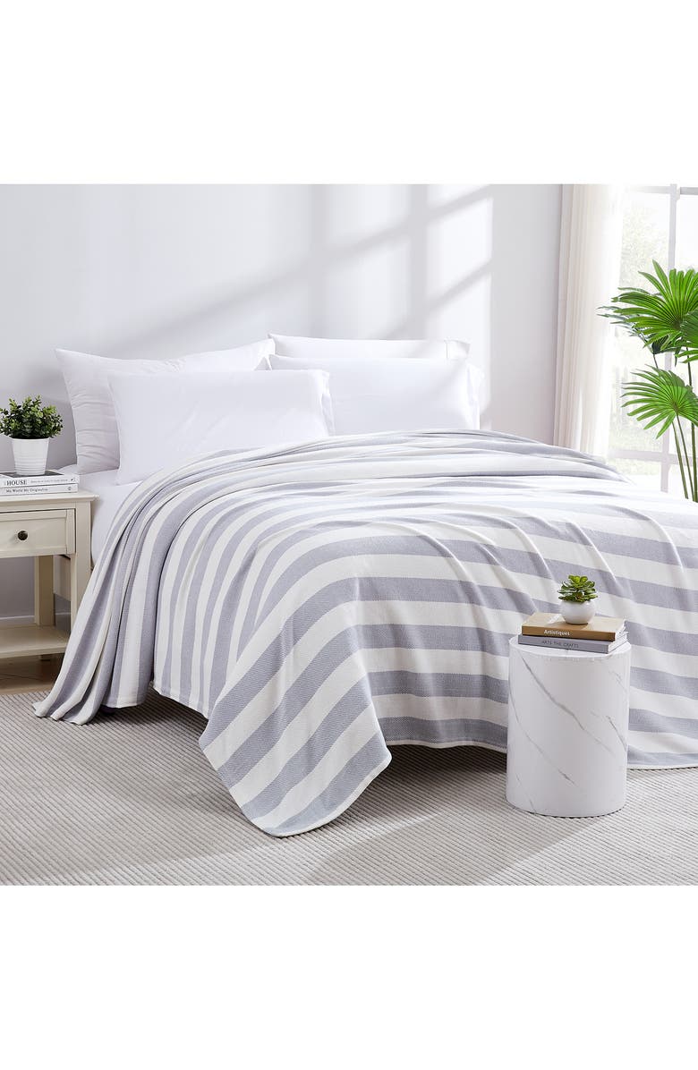 SOUTHSHORE FINE LINENS Striped Cotton Luxury Blanket, Alternate, color, Grey